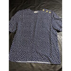 Vintage Talbot's Blouse Nautical Size 8 Gold Buttons Anchors Short Sleeve